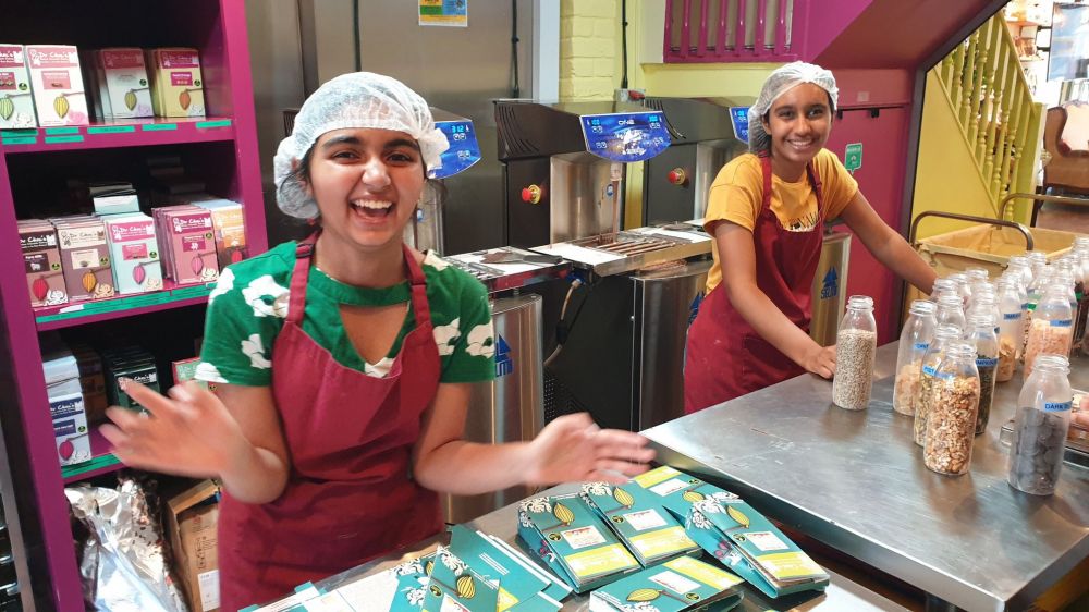 Children taking part in chocolate making workshop at Dr Choc's Windsor